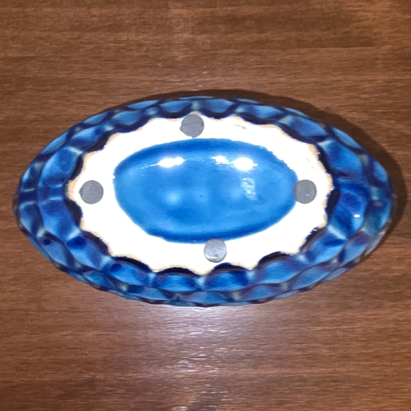 Blue & White Hexagonal Honeycomb Ceramic Vase Textured - Picture 3 of 8